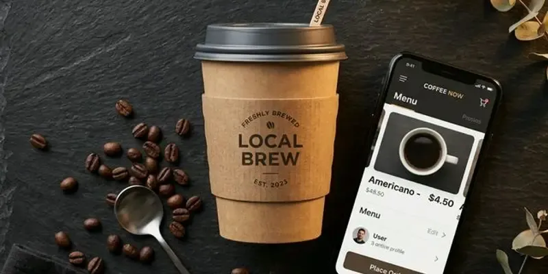 外帶咖啡杯與手機外送 App