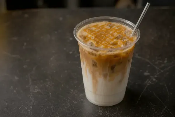 Caramel Macchiato, a finished drink served by Rhine Coffee