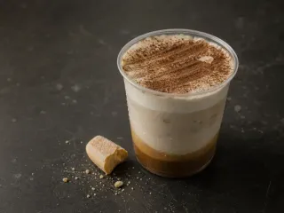 萊茵咖啡 提拉米蘇拿鐵，完成後的飲品成品照